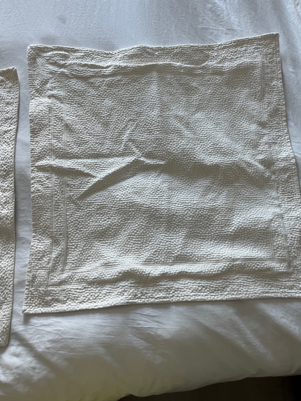 Set of Two Cream Textured Decorative Pillow Shams